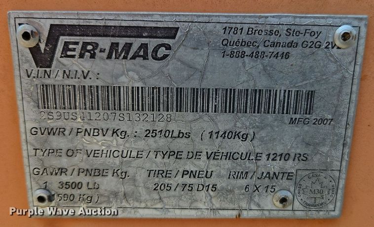 image for item OJ9531 2007 Ver-Mac 1210 message board trailer