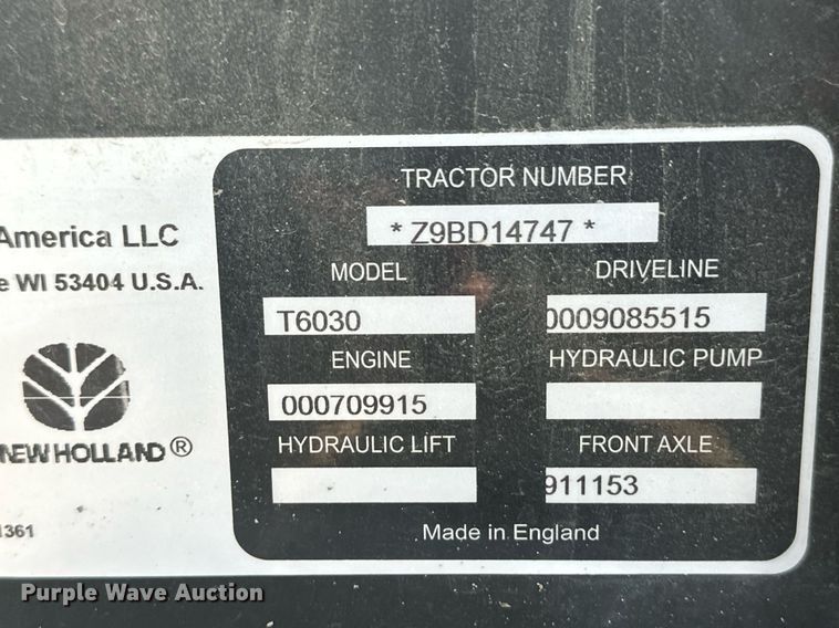 image for item OM9716 2010 New Holland T6030 MFWD tractor