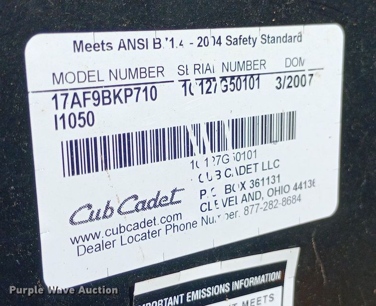 image for item DH1478 2007 Cub Cadet  i1050 lawn mower