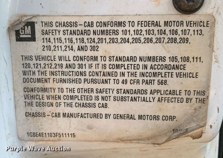 image for item DM1827 2003 Chevrolet  C4500 flatbed truck