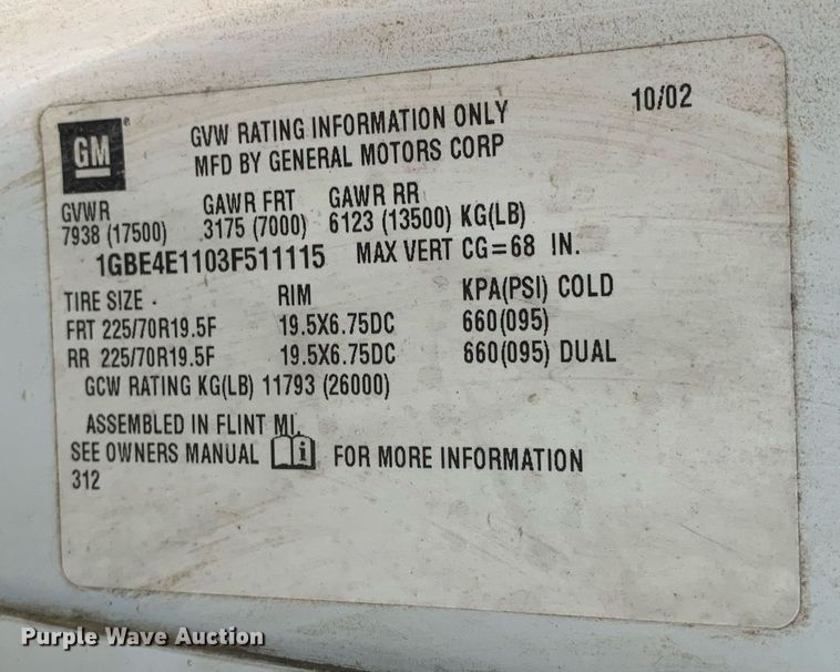 image for item DM1827 2003 Chevrolet  C4500 flatbed truck