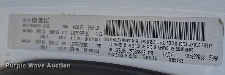 image for item DO5455 2015 Dodge Ram 2500HD Crew Cab pickup truck