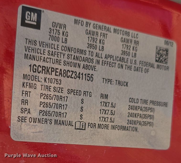 image for item DO5458 2012 Chevrolet Silverado 1500 Ext. Cab pickup truck