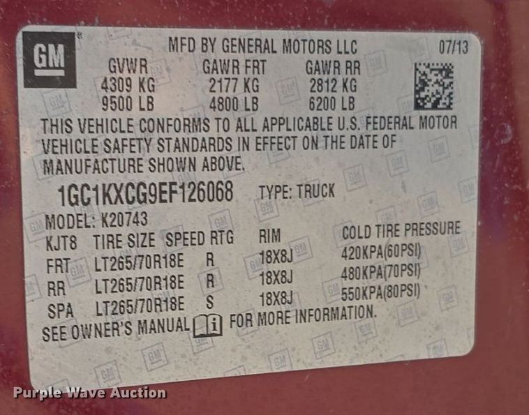 image for item DO5459 2014 Chevrolet Silverado 2500HD LT Crew Cab pickup truck