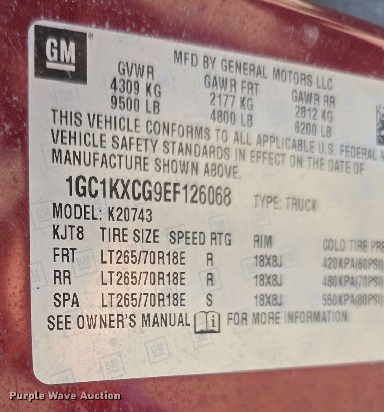 image for item DO5459 2014 Chevrolet Silverado 2500HD LT Crew Cab pickup truck