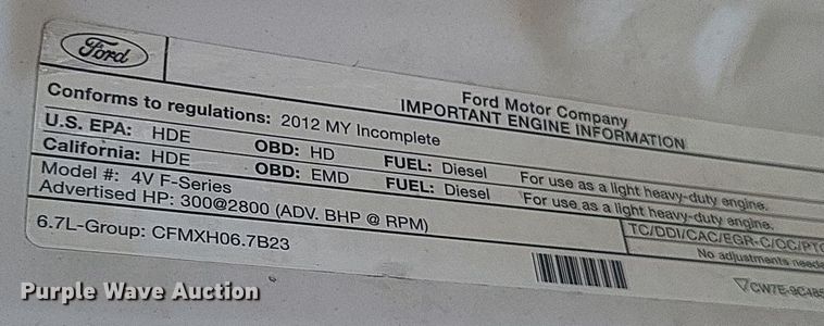 image for item DQ3668 2012 Ford F450 Super Duty XL  utility / service truck