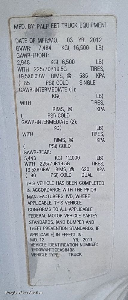 image for item DQ3668 2012 Ford F450 Super Duty XL  utility / service truck