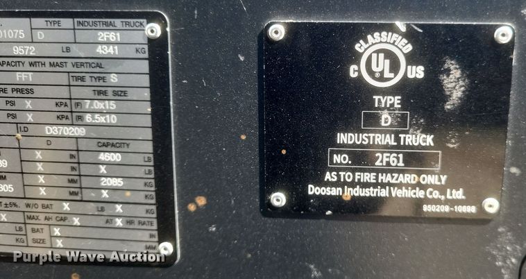 image for item DQ3673 Doosan  D25S-9 forklift