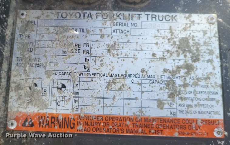 image for item DQ3676 Toyota  8FDU25 forklift