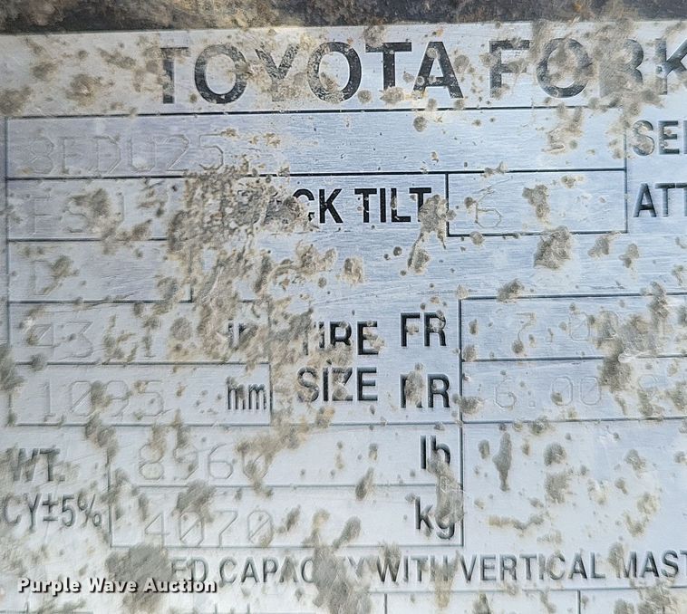 image for item DQ3676 Toyota  8FDU25 forklift