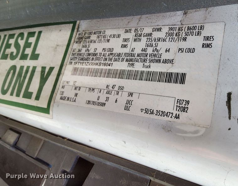 image for item DQ6176 2017 Ford Transit 150 van