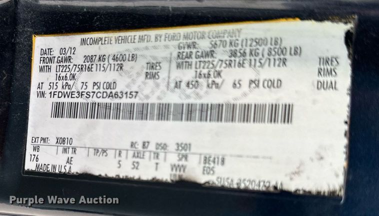 image for item DR2704 2012 Ford E350 Super Duty box truck