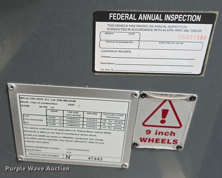 image for item DS4853 2007 Van Hool C2045 coach bus