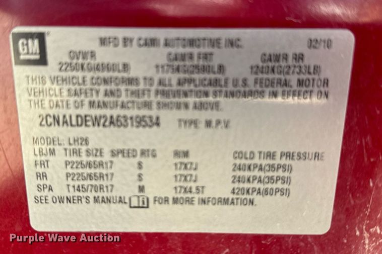 image for item DV2834 2010 Chevrolet  Equinox LT SUV