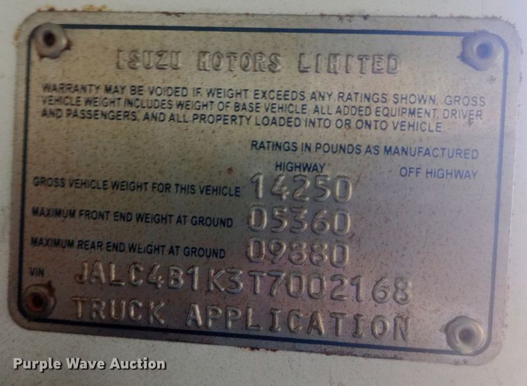 image for item DW0767 1996 Isuzu  NPR flatbed truck