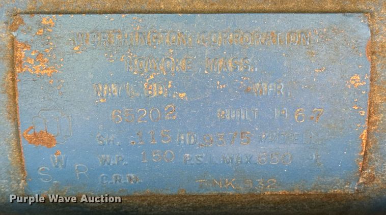 image for item DX1360 1967 Worthington 1866 air compressor