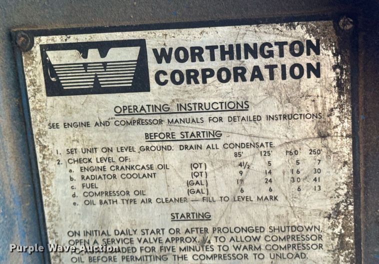 image for item DX1360 1967 Worthington 1866 air compressor