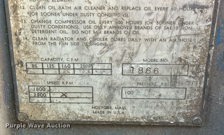 image for item DX1360 1967 Worthington 1866 air compressor