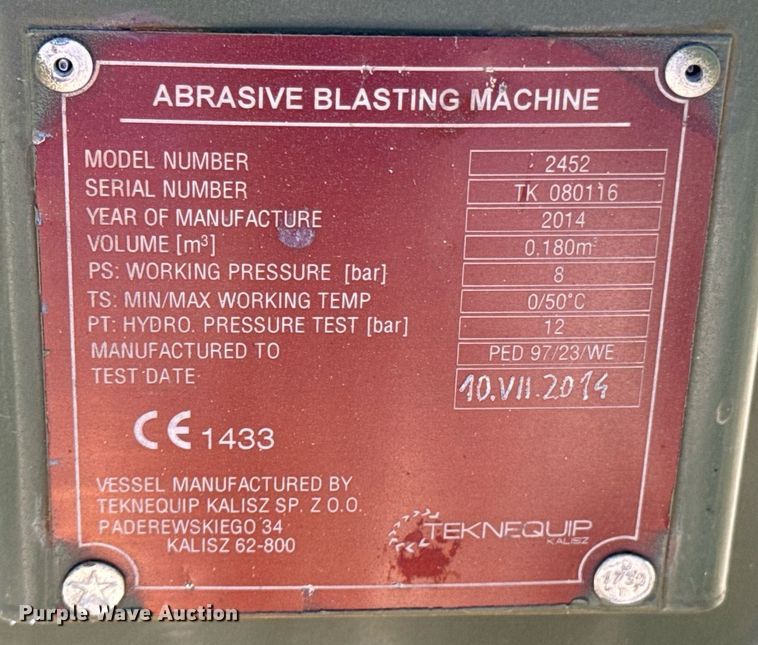 image for item DX1361 2014 Hodge Clemco 2452 sandblaster