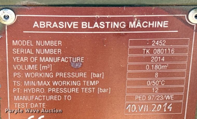 image for item DX1361 2014 Hodge Clemco 2452 sandblaster