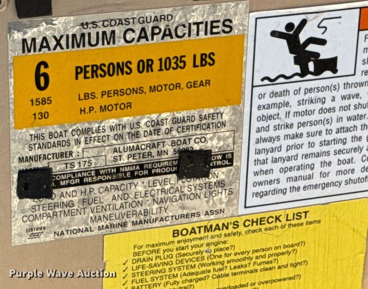 image for item DX1394 1999 Alumacraft TS175 boat