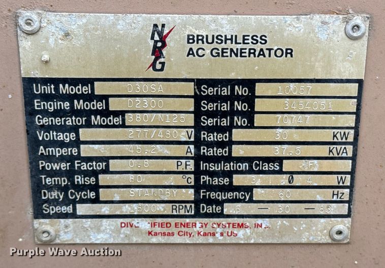 image for item EE7526 NRG D30SA generator