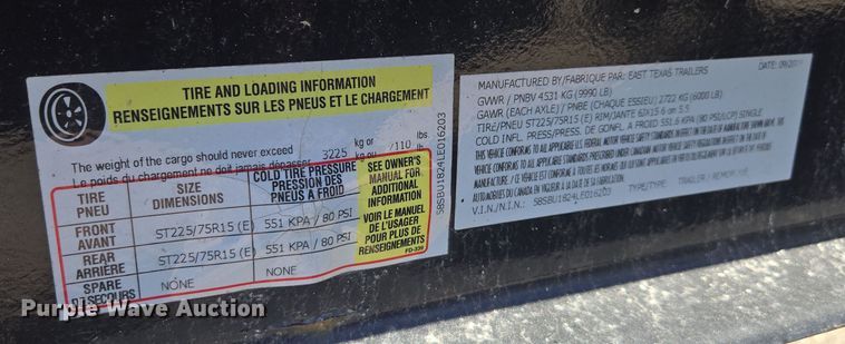 image for item EE8554 2020 East Texas Trailers  utility trailer