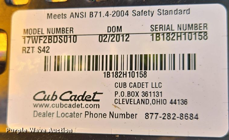 image for item EE8570 Cub Cadet RZT S 42 lawn mower