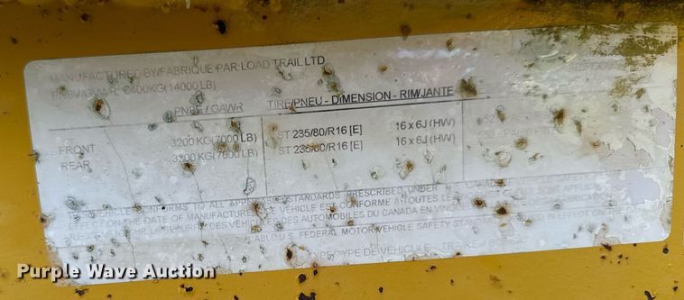 image for item EG6762 2009 Load Trail LTD equipment trailer