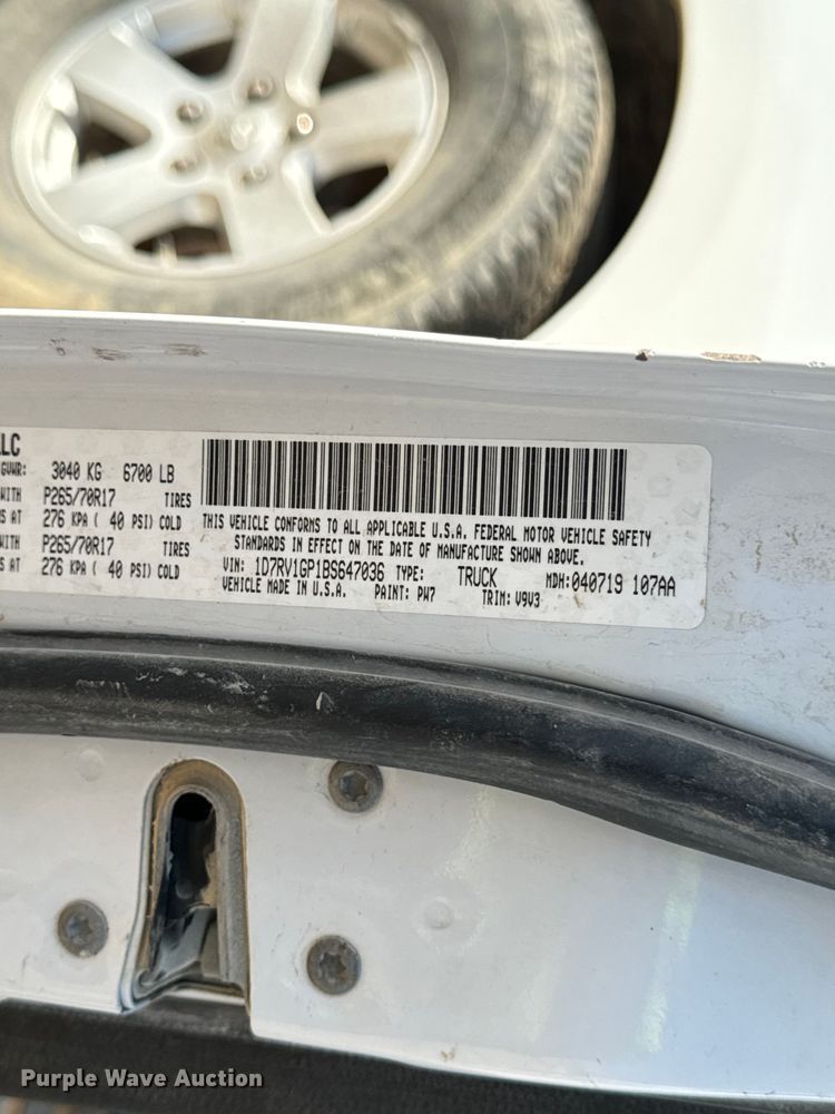 image for item EH7039 2011 Dodge Ram 1500 Quad Cab pickup truck