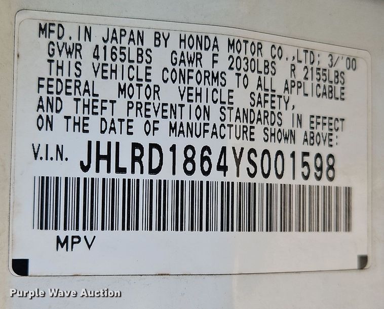 image for item EI8314 2000 Honda CR-V SUV