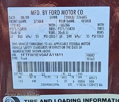 image for item EI8403 2010 Ford F150 Lariat SuperCrew pickup truck