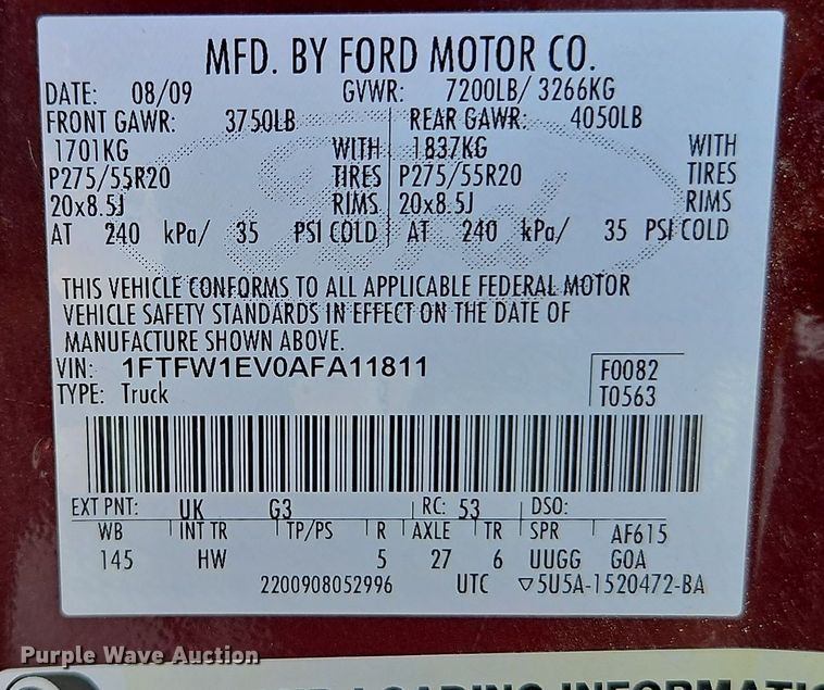 image for item EI8403 2010 Ford F150 Lariat SuperCrew pickup truck