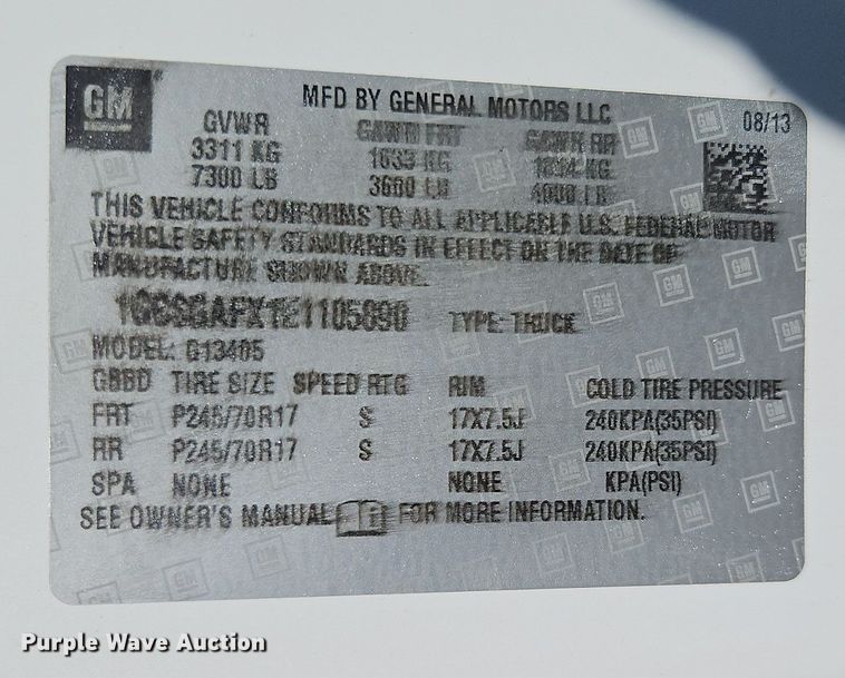 image for item EI8419 2014 Chevrolet  Express G1500 van