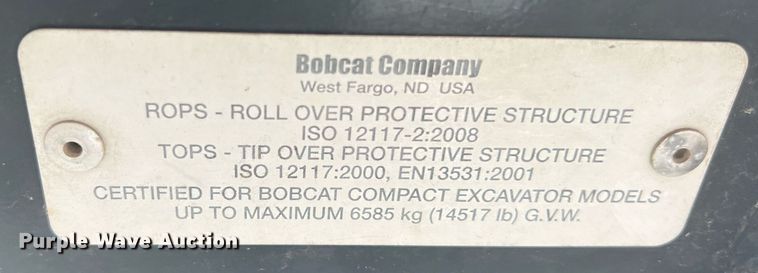 image for item EJ3026 2016 Bobcat E35 mini excavator