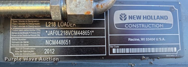 image for item EJ3061 2012 New Holland L218 skid steer loader