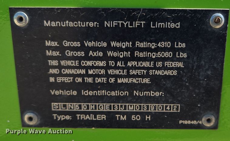 image for item EJ3062 2018 Niftylift TM50H boom lift