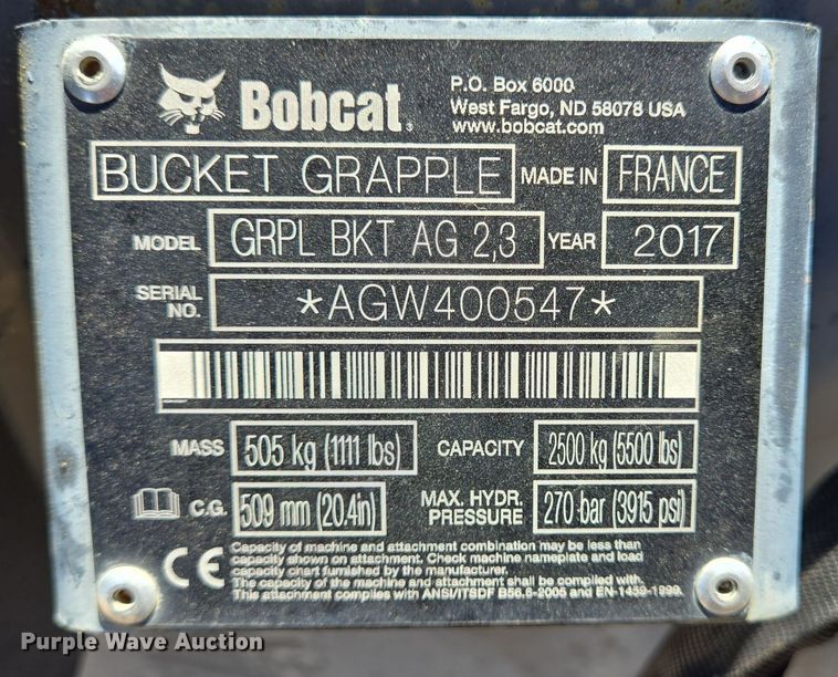 image for item EJ3063 2018 Bobcat V723 telehandler