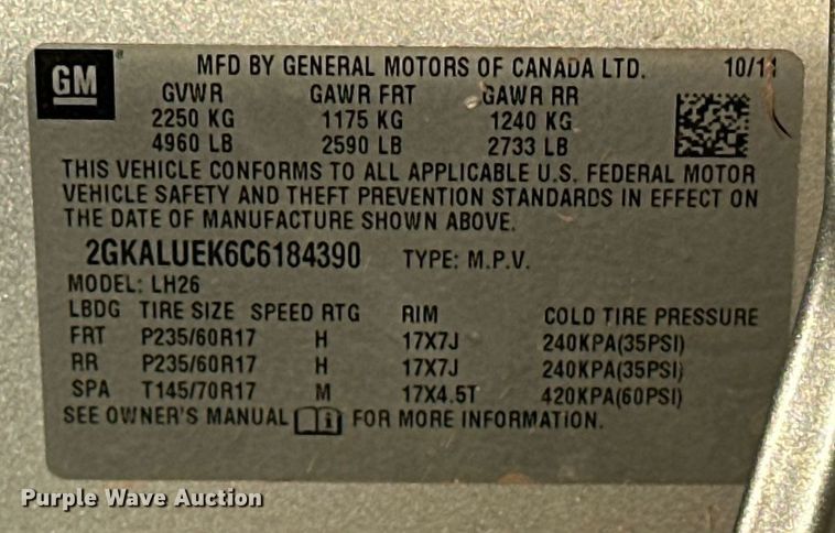 image for item EJ4865 2012 GMC  Terrain  SUV