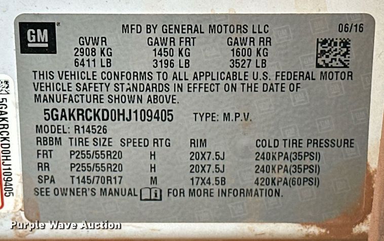 image for item EJ4866 2017 Buick Enclave SUV