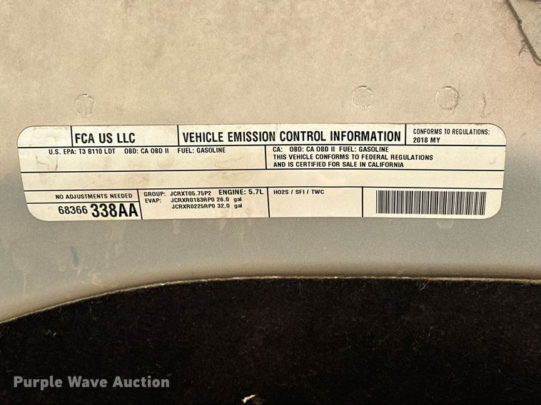 image for item EJ4868 2018 Dodge Ram 1500 Crew Cab pickup truck