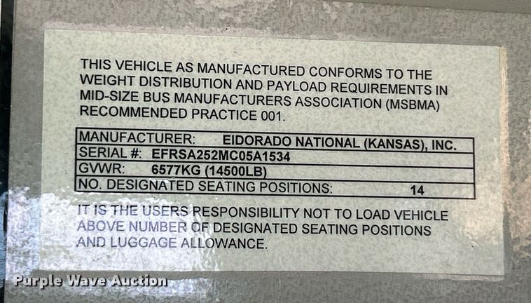 image for item EK3403 2012 El Dorado 250 Aerotech shuttle bus