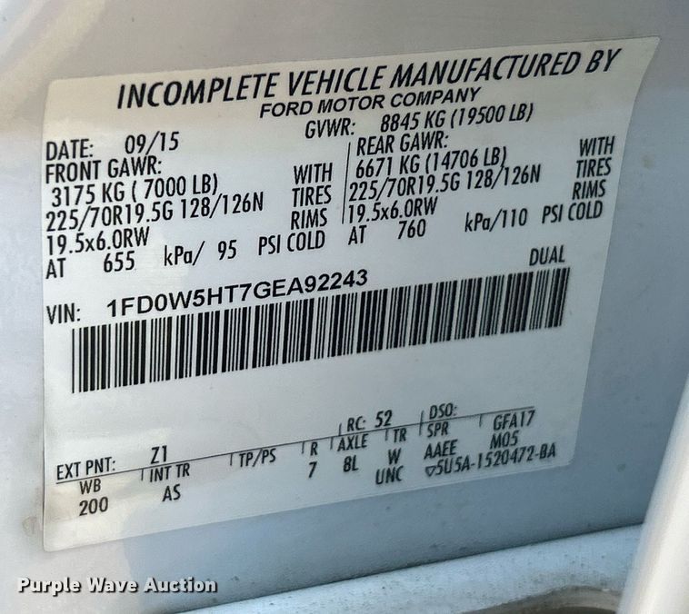 image for item EK3405 2016 Ford F550 XL Super Duty utility / service truck