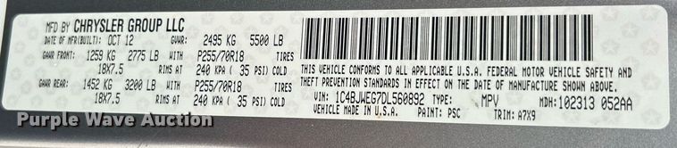 image for item EK3424 2013 Jeep Wrangler Unlimited Sahara SUV