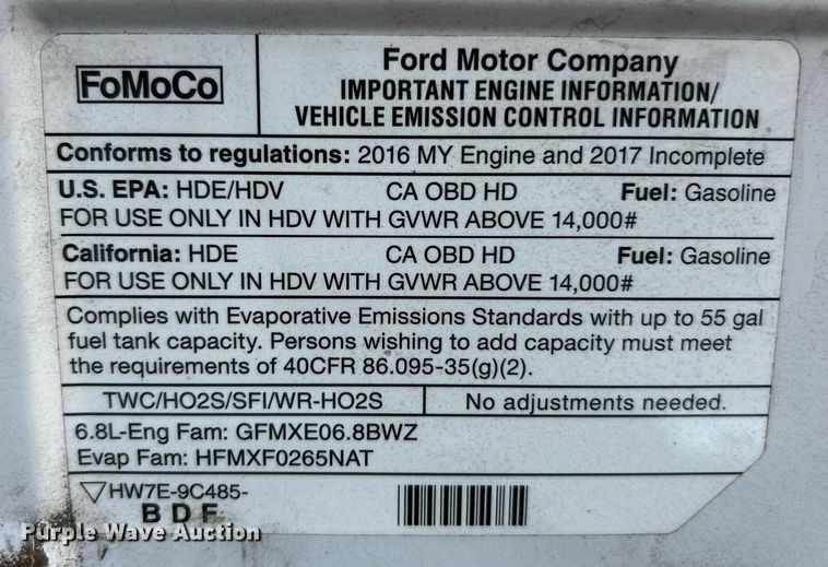 image for item EK3457 2017 Ford E450 Super Duty utility van