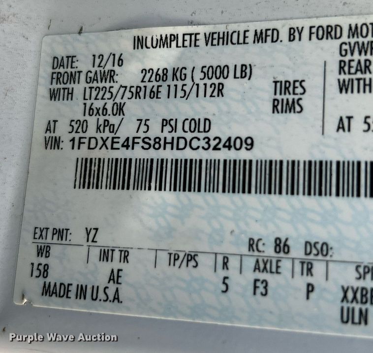 image for item EK3457 2017 Ford E450 Super Duty utility van