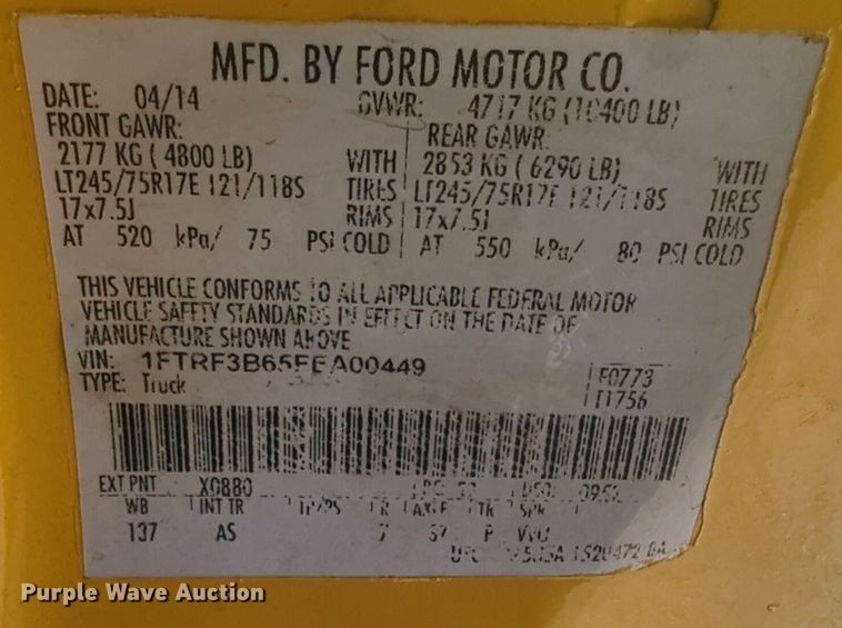 image for item EQ2230 2015 Ford F350 Super Duty utility bed pickup truck