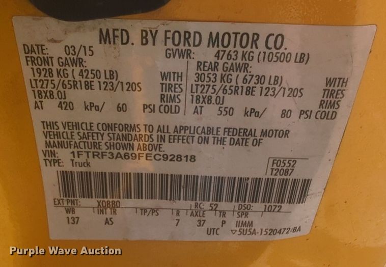 image for item EQ2250 2015 Ford  F350 Super Duty utility bed pickup truck