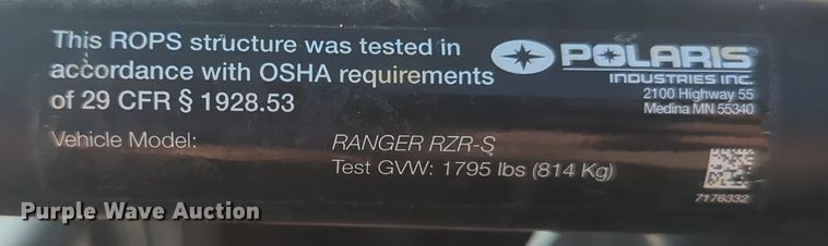 image for item EQ2293 2013 Polaris RZR 800 utility vehicle