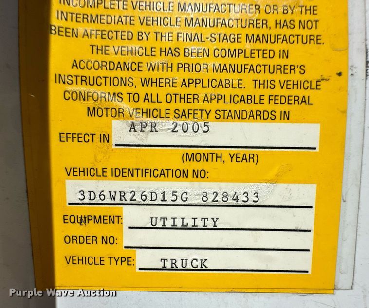 image for item ER8012 2005 Dodge Ram 2500 utility bed pickup truck